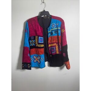 Allure Vintage Patchwork Chenille Jacket Women Large Embroidered Art To Wear